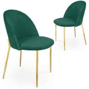 Mobilier Deco - brenda - Lot de 2 chaises design en velours vert et pieds dorés - Vert