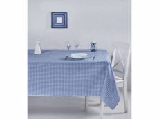 Nappe de table bertier 170x220cm coton motif petits carreaux bleu et blanc