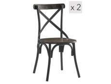 Nordlys - lot de 2 chaises de salle a manger industrielles metal bois fresne gris