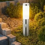 Pedestal light E27 floor lamp garden outdoor light motion detector, weatherproof IP44, sensor, stainless steel silver opal, 1x E27 socket, DxH