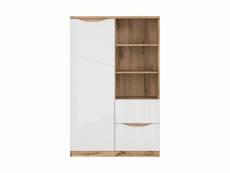 Petite armoire 1 porte 2 tiroirs june blanc et bois