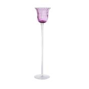 Photophore décoratif en verre soufflé violet H35