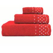 Polka Dots Lot de 3 Serviettes de Bain 100% Coton Éponge 450g Absorbants 3 Tailles Rouge Rouge - Rouge - Briebe