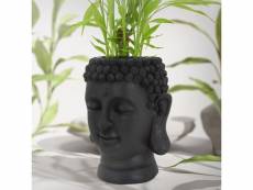 Pot de fleurs tête de bouddha 19x20x34 cm anthracite en polyrésine 490007915