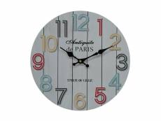 Rebecca mobili horloge décorative horloges murales blanc chiffres colorés mdf analogique