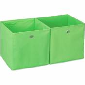 Relaxdays - Lot de 2 boîtes de rangement, carrées; en tissu, Cubique, 30x30x30 cm, Vert