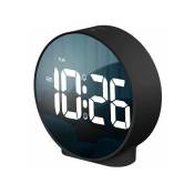 Réveil numérique à led Horloge de chevet compacte, noir Réveil électrique avec double alarme variateur manuel fonction de mémoire de répétition et 3