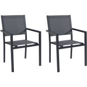 Set de 2 chaises Ellen empilables en aluminium couleur anthracite avec accoudoirs Aluminium
