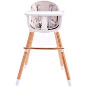 Skecten - Chaise haute, 2en1 pour bébé, avec repose-pieds, plateau amovible, beige