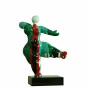 Statue femme dansant avec coulures vert / rouge H33