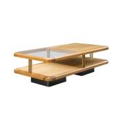 Table basse rectangle double plateau en chêne en verre