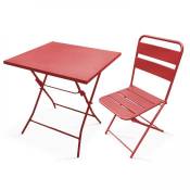 Table carré + 2 chaises pliantes - 70 x 70 x 72 cm