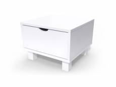Table de chevet bois cube + tiroir blanc CHEVCUB-LB