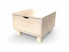 Table de chevet bois cube + tiroir vernis naturel CHEVCUB-V