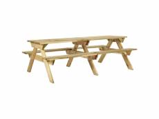 Table de pique-nique et bancs 220x122x72cm bois de pin imprégné