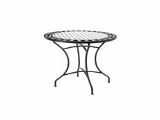 Table de repas ronde fer-céramique noir et blanc - mirihi - l 90 x l 90 x h 74 cm - neuf