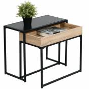 Table gigogne table d'appoint rectangulaire de salon bois noir avec un plateau rangement 5530 - Urban Meuble