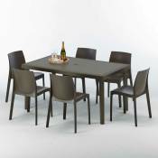 Table rectangulaire 6 chaises Poly rotin resine 150x90
