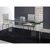 Table rectangulaire extensible verre trempé transparent Angel 160/240 cm