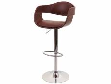 Tabouret de bar hwc-a47b, chaise de bar tabouret de comptoir, design rétro, bois simili cuir ~ marron
