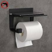 Tigrezy - Derouleur Papier Toilette Porte Papier Toilette Mural Support Papier Toilettes Auto-adhésif, Aluminium Noir