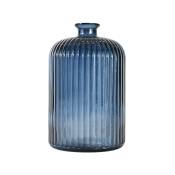 Vase en verre recyclé strié Bleu Nuit 23 cm