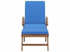 Vidaxl chaise longue avec coussin bois de teck solide
