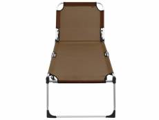 Vidaxl chaise longue pliable extra haute pour seniors marron aluminium 47916