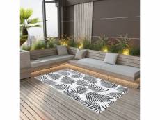 Vidaxl tapis d'extérieur blanc et noir 120x180 cm pp