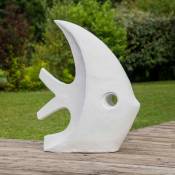 Wanda Collection - Déco jardin contemporaine poisson 78 cm blanc - Blanc