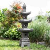 Wanda Collection - Lanterne japonaise pagode en pierre de lave 1.10 m - Gris