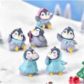 Xinuy - 6 Pcs (1 Set) Pingouin Figurine Jouets Modèle Animal Décor à La Maison Miniature Fée Jardin Décoration diy Accessoires Jardin Gâteau Top