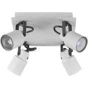 4 Lampes de Plafond en Métal Blanc Montées sur Cadre Carré Type Spots Bonte - Blanc