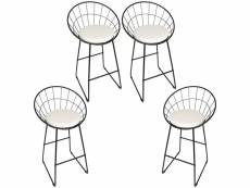 4x chaises hombuy en fil de fer et coussin pp style