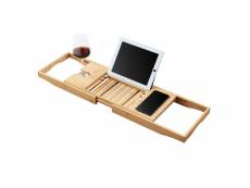 ACAZA support de bain, en bambou, réglable avec support de tablette, bois de bambou