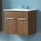 Aica Sanitaire - Ensemble meuble salle de bain et vasque 58x38x50cm modéle de couleur bois