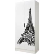 Armoire blanche deux portes roma - Tour Eiffel