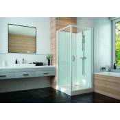 Cabine de douche carrée - Portes pivotantes - Verre transparent - 80 x 80 cm - Izi Glass2 - Leda