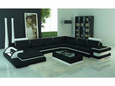 Canapé panoramique cuir noir et blanc design avec