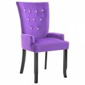 Chaise capitonnée velours violet 54 x 56 x 106 cm