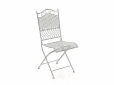 Chaise de jardin kiran en fer forgé , blanc antique