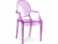Chaise enfant louis xiv design transparent violet transparent