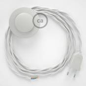 Cordon pour lampadaire, câble TC01 Coton Blanc 3 m. Choisissez la couleur de la fiche et de l'interrupteur Blanc