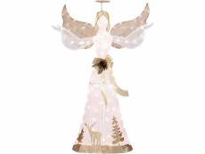 Costway décoration de vacance angéliques 100 lumières led chaudes, décoration de noël élément de silhouette avec 2 piquets et 8 serre-câbles, pour bal