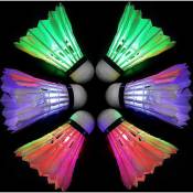 Crea - 6 Pieces Led Badminton Shuttlecocks, Dark Night Colorful Led Goose Feather Glow Birdies