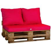 Deco Arts - Lot matelas pour palette déhoussable avec assise de 120x80x10cm et dossier Rouge Piment - Rouge