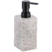 Distributeur a savon 260 ml polyresine carre effet pierre pompe noir mat - gris Tendance
