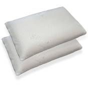 Dmora Lot de 2 oreillers pour lit, 100% Made in Italy, oreiller savon amovible en mousse à mémoire de forme perforée, hypoallergénique et respirant,