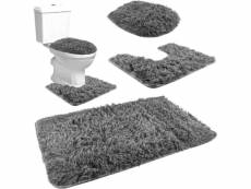 Ensemble de tapis de salle de bain et toilette gris