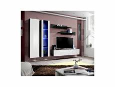 Ensemble meuble tv mural - fly iv - 260 cm x 190 cm x 40 cm - noir et blanc
